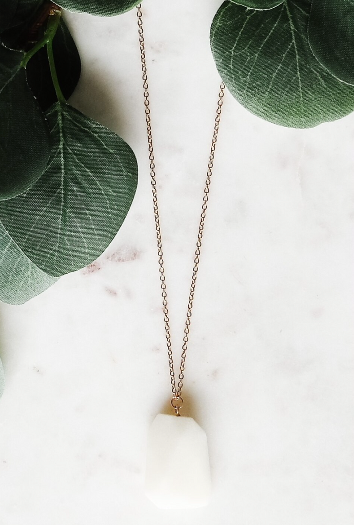 White Natural Stone Pendant Necklace-Necklaces-lou and co-The Silo Boutique, Women's Fashion Boutique Located in Warren and Grand Forks North Dakota