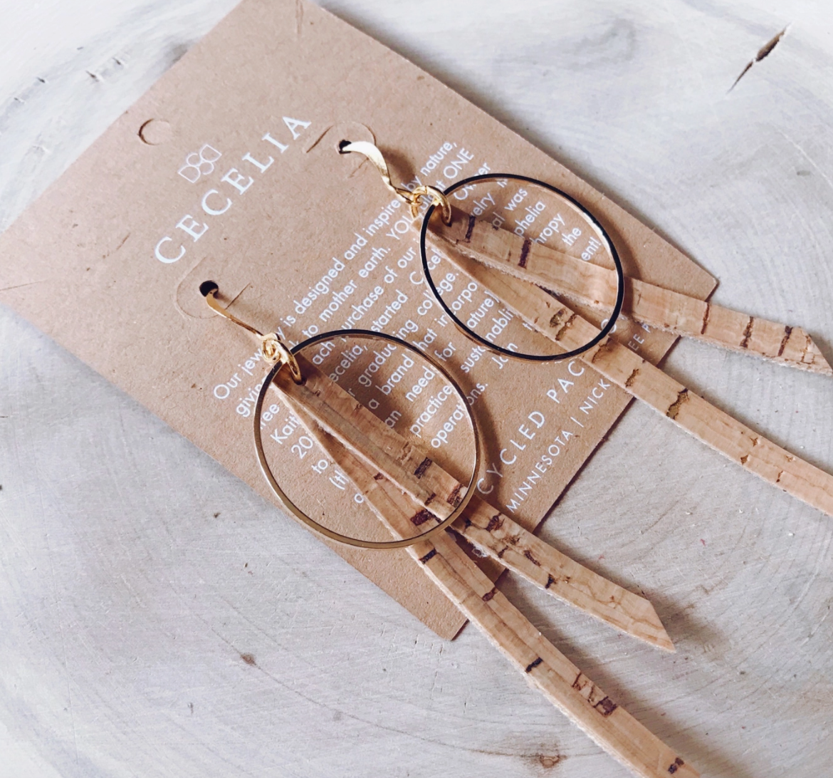 Cork Tassel Earrings-Jewelry-cecila-The Silo Boutique, Women's Fashion Boutique Located in Warren and Grand Forks North Dakota