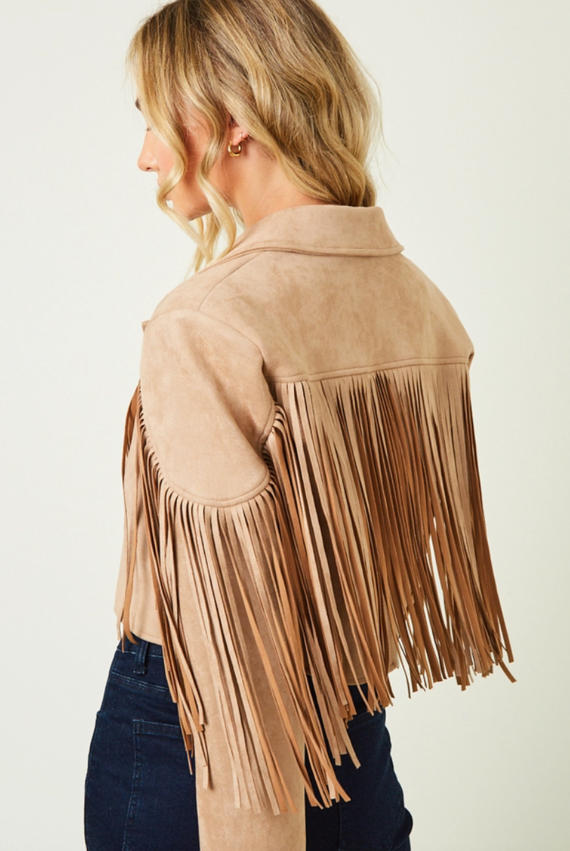 Krissy Fringe Jacket-Coats & Jackets-saints and hearts-The Silo Boutique, Women's Fashion Boutique Located in Warren and Grand Forks North Dakota