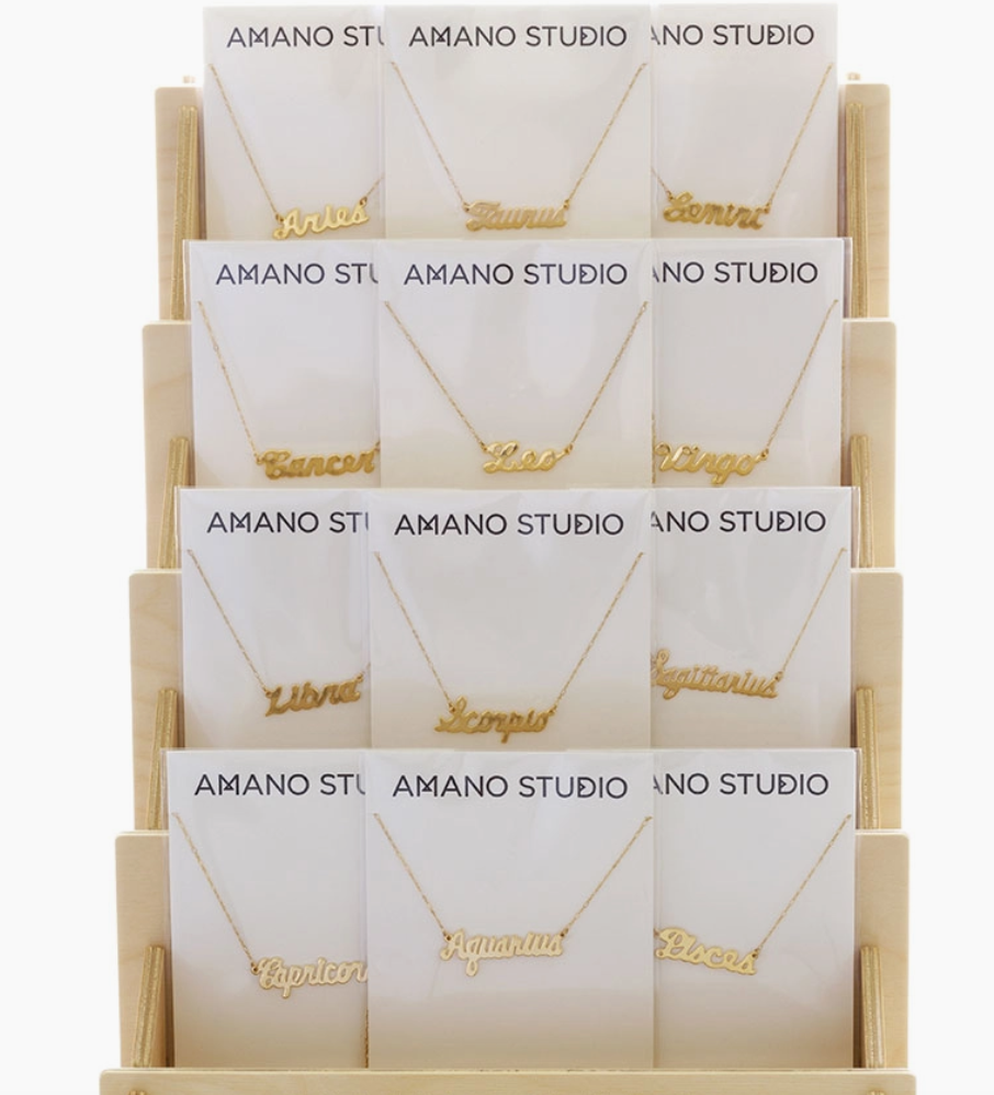 Zodiac Script Necklace-Necklaces-amano-The Silo Boutique, Women's Fashion Boutique Located in Warren and Grand Forks North Dakota