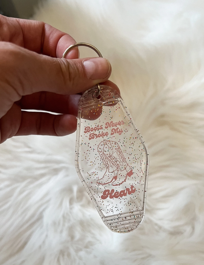 Boots Never Broke My Heart" Keychain-Keychains-rosebuds-The Silo Boutique, Women's Fashion Boutique Located in Warren and Grand Forks North Dakota