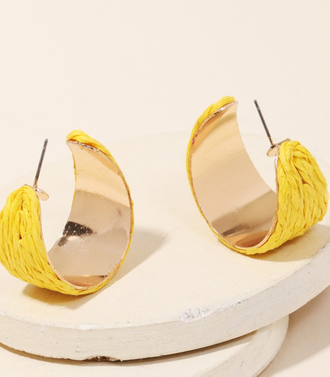 Fame Raffia Hoop Earrings-earrings-Fame-The Silo Boutique, Women's Fashion Boutique Located in Warren and Grand Forks North Dakota