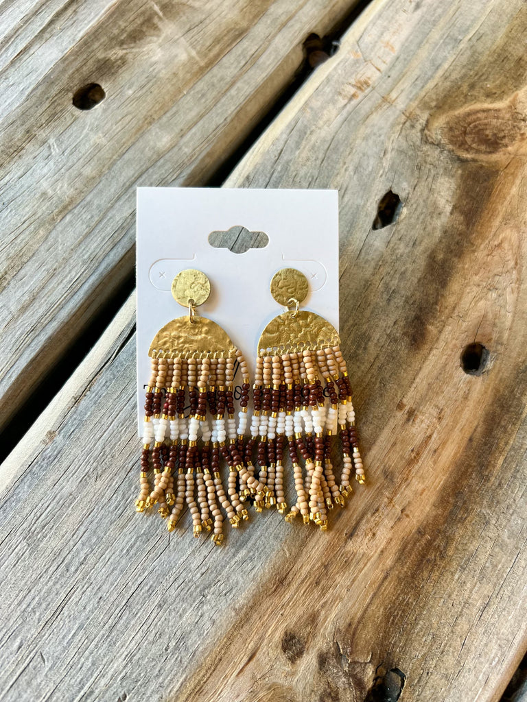 Pan Brown Mix Beaded Earrings-earrings-panaache-The Silo Boutique, Women's Fashion Boutique Located in Warren and Grand Forks North Dakota