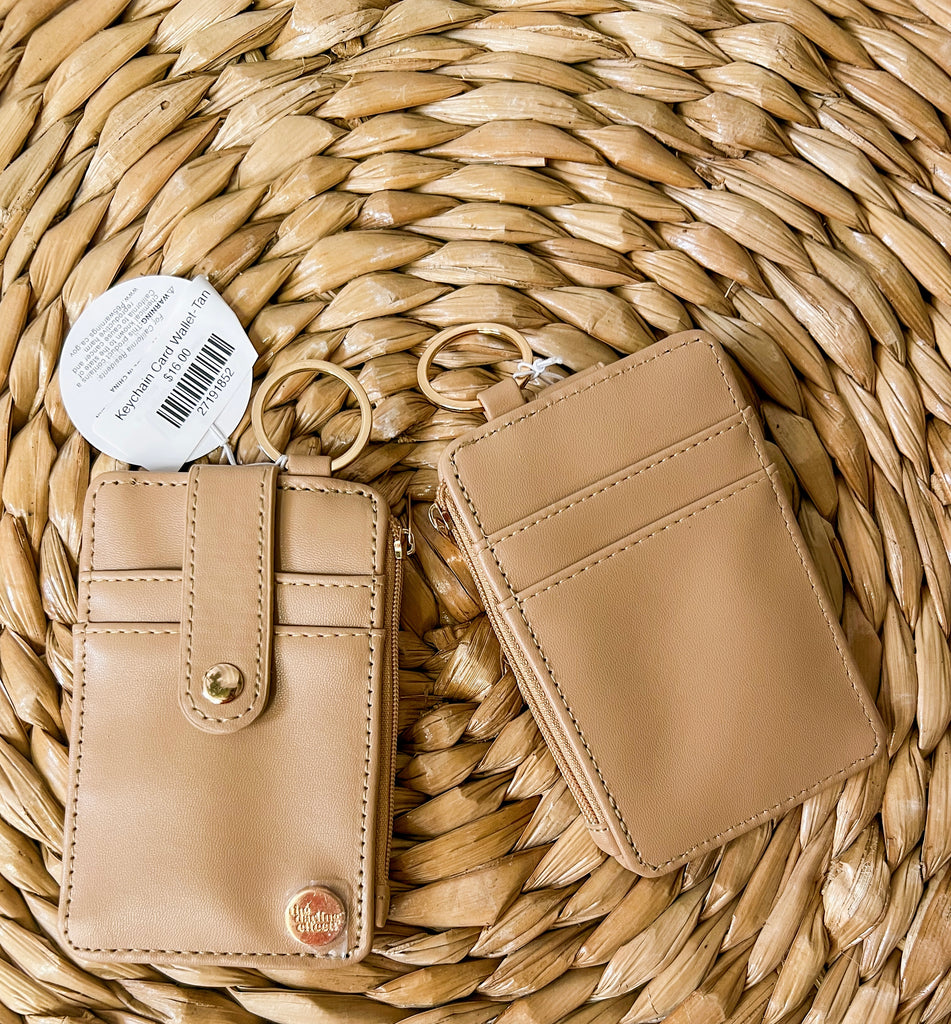 Keychain Card Wallet-Tan-Wallets-darling-The Silo Boutique, Women's Fashion Boutique Located in Warren and Grand Forks North Dakota
