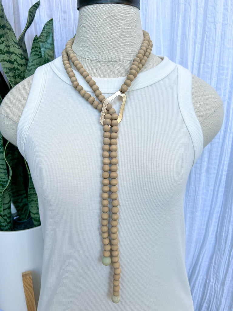 Fame Wood Bead Necklace-Necklaces-Fame-The Silo Boutique, Women's Fashion Boutique Located in Warren and Grand Forks North Dakota