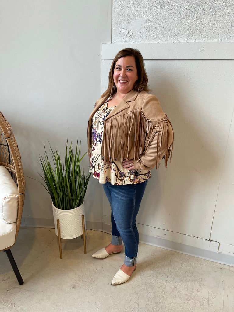 Krissy Fringe Jacket-Coats & Jackets-saints and hearts-The Silo Boutique, Women's Fashion Boutique Located in Warren and Grand Forks North Dakota