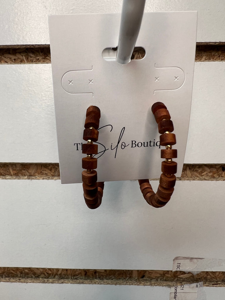 Brown Bead Hoops-Jewelry-Dallas Market-The Silo Boutique, Women's Fashion Boutique Located in Warren and Grand Forks North Dakota