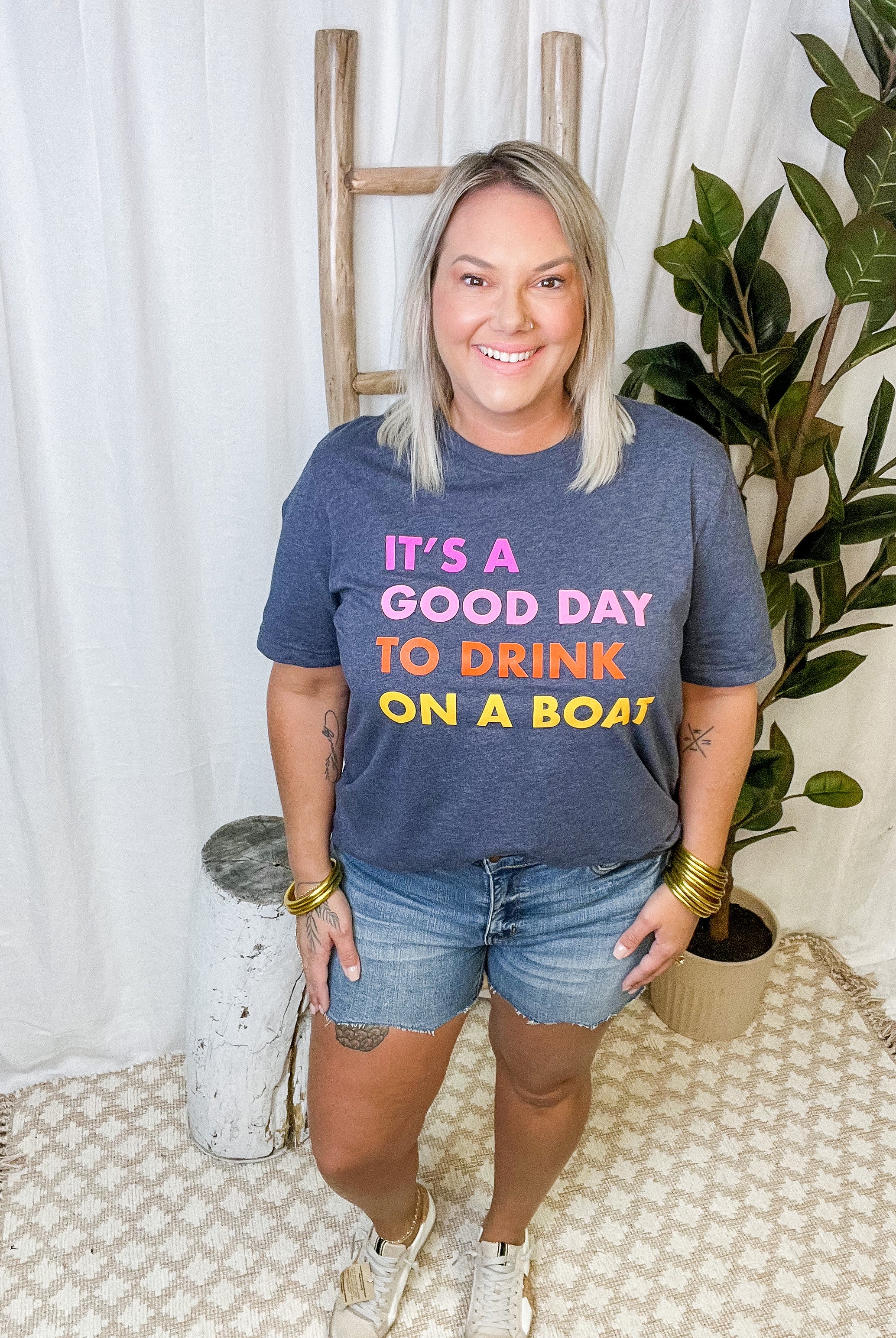 Its A Good Day To Drink Boat Tee-Graphic Tees-panache-The Silo Boutique, Women's Fashion Boutique Located in Warren and Grand Forks North Dakota