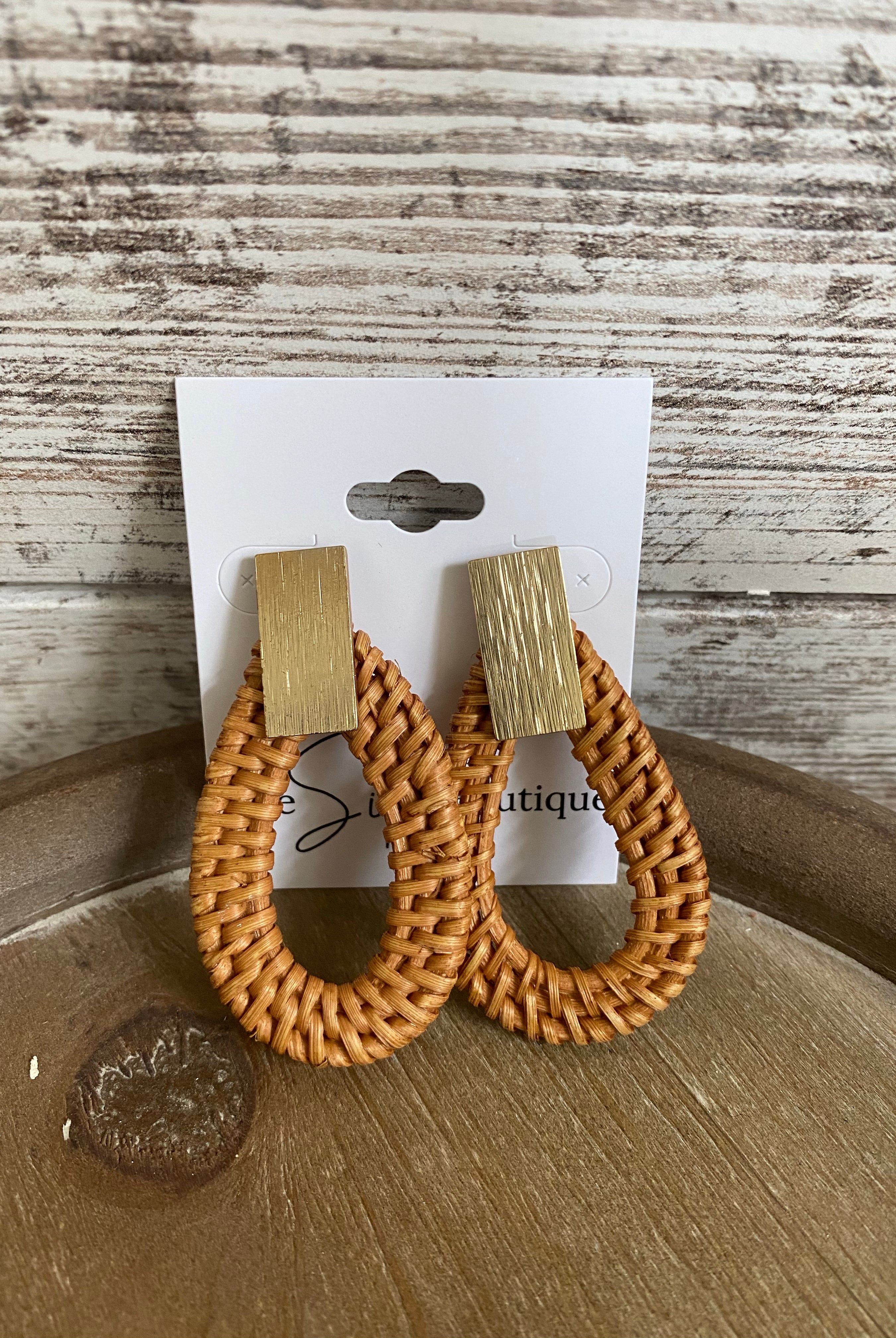 Woven and Gold Post Earrings-earrings-Dallas Market-The Silo Boutique, Women's Fashion Boutique Located in Warren and Grand Forks North Dakota