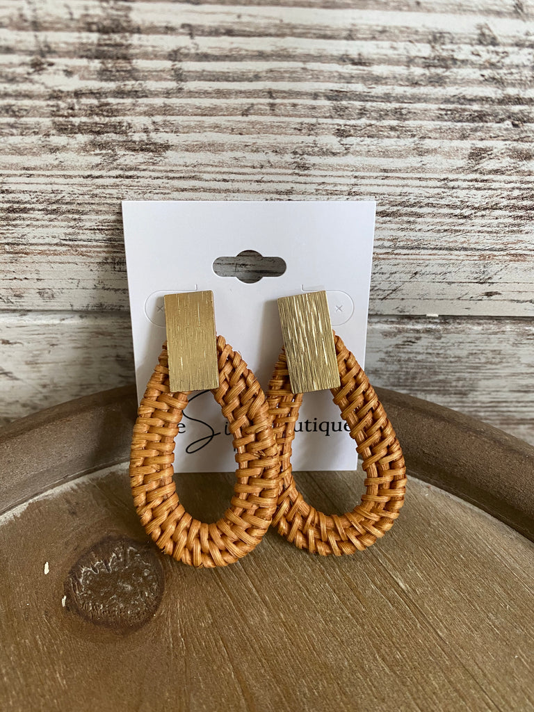 Woven and Gold Post Earrings-earrings-Dallas Market-The Silo Boutique, Women's Fashion Boutique Located in Warren and Grand Forks North Dakota