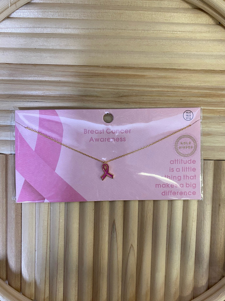 Pink Ribbon Cancer Necklace-Necklaces-Dallas Market-The Silo Boutique, Women's Fashion Boutique Located in Warren and Grand Forks North Dakota